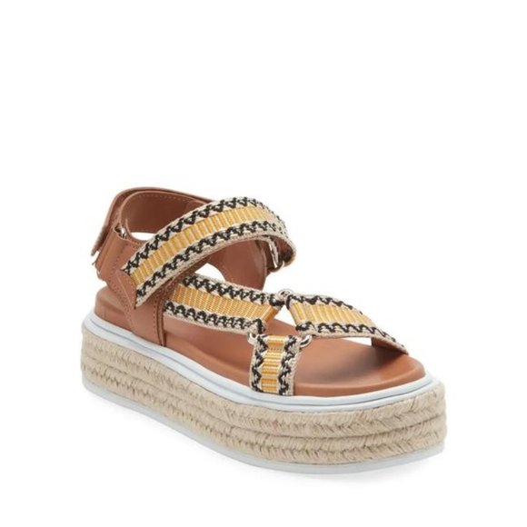 PRADA Jacquard And Leather Platform Espadrille Sandals Eu:40 - Picture 1 of 11
